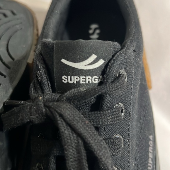 New Superga 2660 Unisex Black Gum cloth big stripe bumper Sneakers M6/W8 - Picture 6 of 14